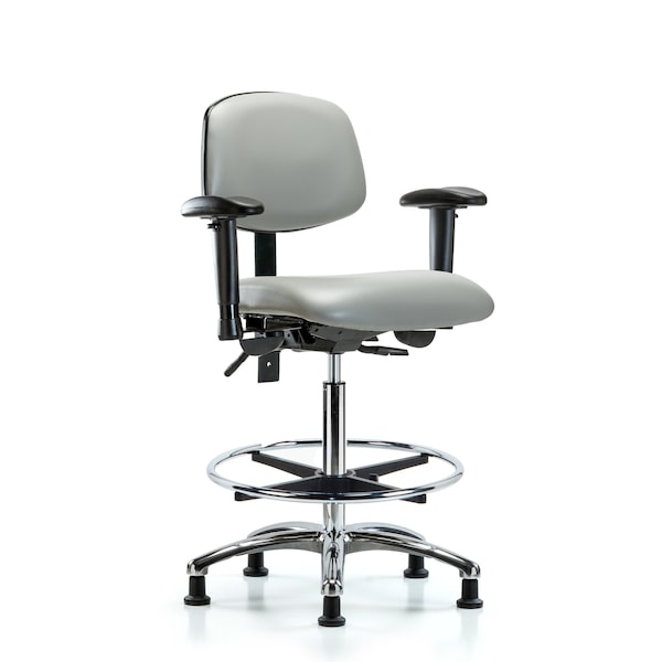 High Bench Chair Chair, Vin, Hi Ben, Chr Tilt AA CF Gld, Dov, Adjustable Arms, 26" to 35-1/2" Height