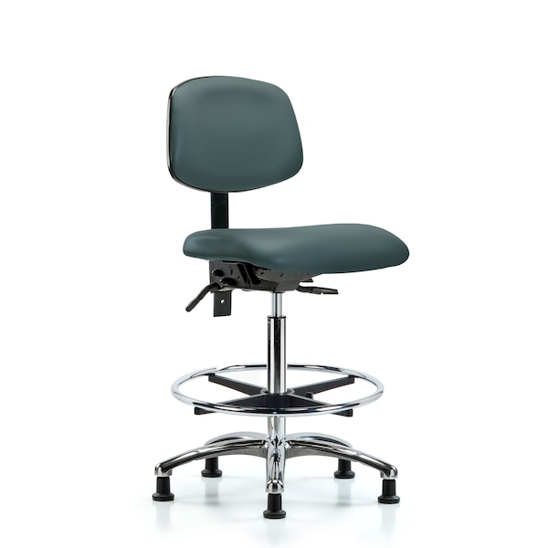 Chair, Vinyl, Hi Bench, Chr CF Glides, Blu, No Arms, 26" to 35-1/2" Height, Colonial Blue