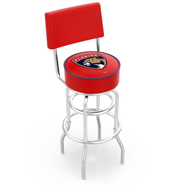 25" Chrome 2-Ring Florida Panthers Swivel Bar Stool, Back
