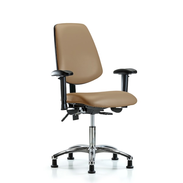 Desk Chair Desk Chair, Vinyl, Med, Bk, Glds, Taupe, Adjustable Arms, 18" to 23" Height, Vinyl, Taupe