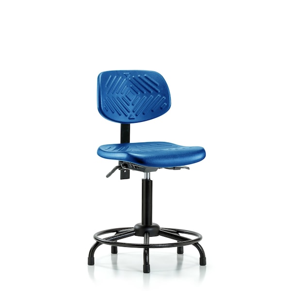 Poly Chair Round Tube Base, Med Bench, Tilt, Glides, Blue