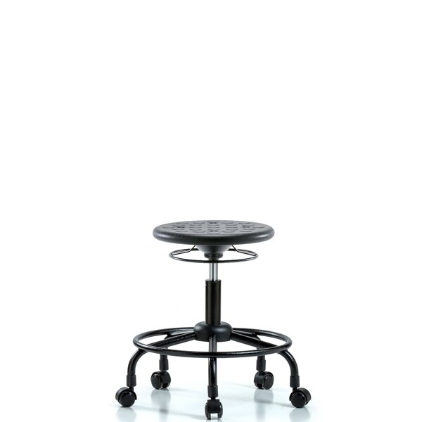Huron Poly Stool, Round Tube Base, Desk, Casters, Black