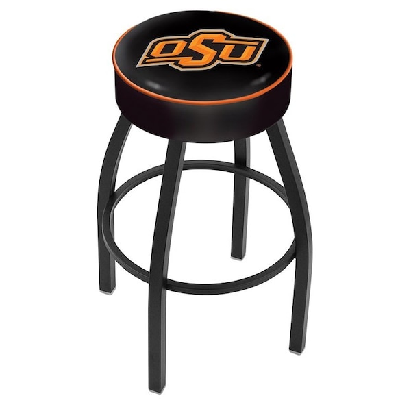 25" 4" Oklahoma State Cushion Seat, Blk Wrinkle Base Swivel Bar Stool