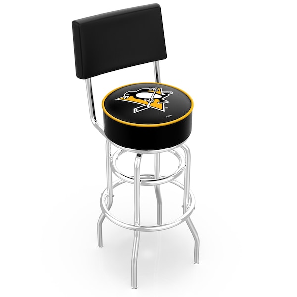 25" Chrome 2-Ring Pittsburgh Penguins Swivel Bar Stool, Back