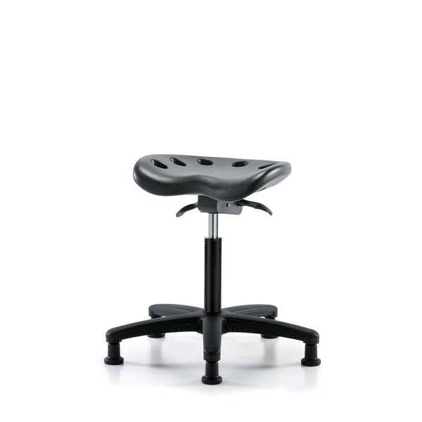 Poly Tractor Sit-Stand Stool, Med Bench, Glides, Black