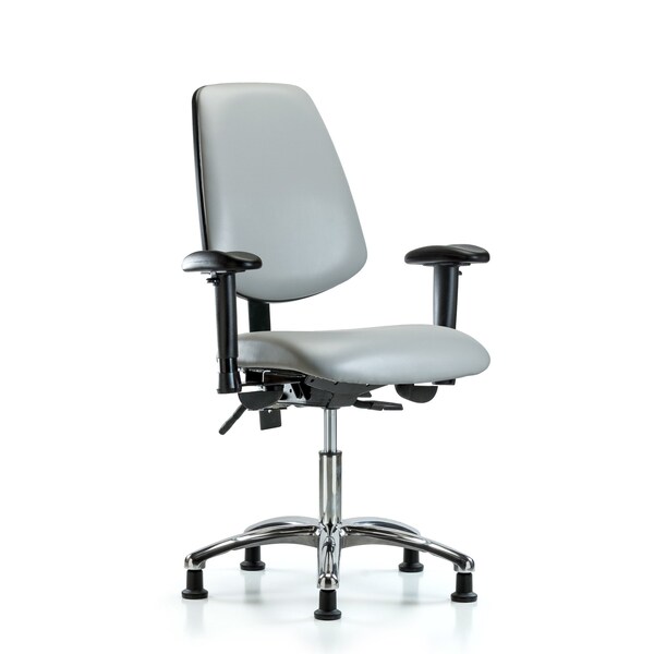 Desk Chair Desk Chair, Vinyl, Med, Bk, Chrm, AA, Glds, Dov, Adjustable Arms, 18" to 23" Height, Vinyl