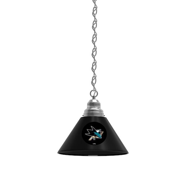 San Jose Sharks Pendant Light, Chrome Fixture