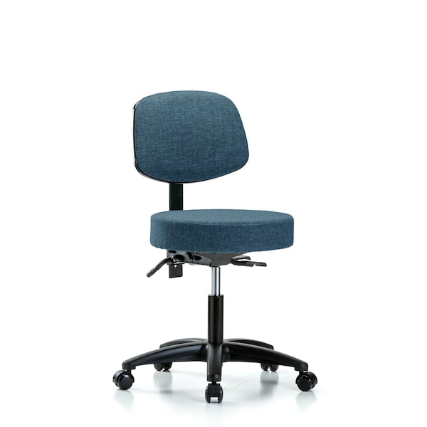 Desk Stool, Fabric, Bk, Tilt Casters, Blu