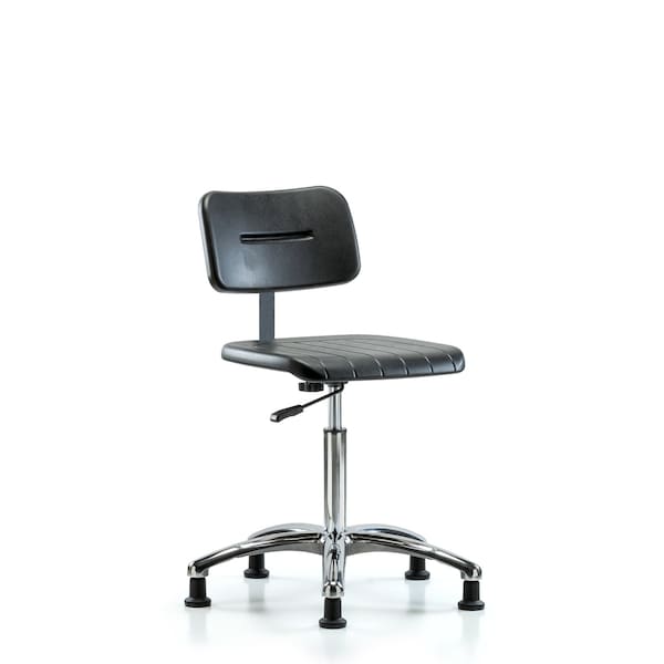 Core Polyurethane Chair Chrome - Medium Bench Height with Chrome Foot Ring and Stationary Glides