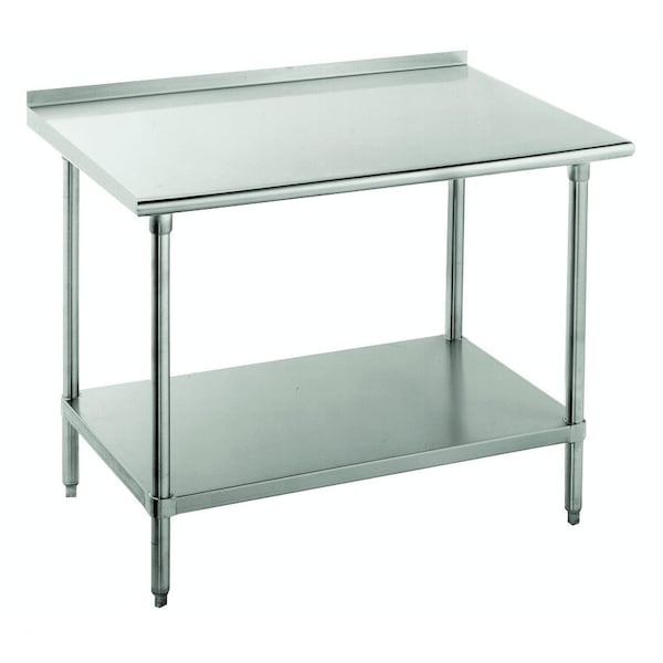 Work Table 96 in.W x 36 in.D 16 gauge 304 stainless steel top with 1-1/2 in.H rear up-turn