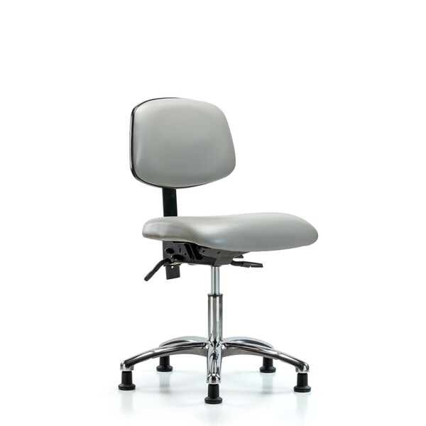 Desk Chair Desk Chair, Vinyl, Chrome Tilt Glides, Dov, No Arms, 18" to 23" Height, Vinyl, Dove