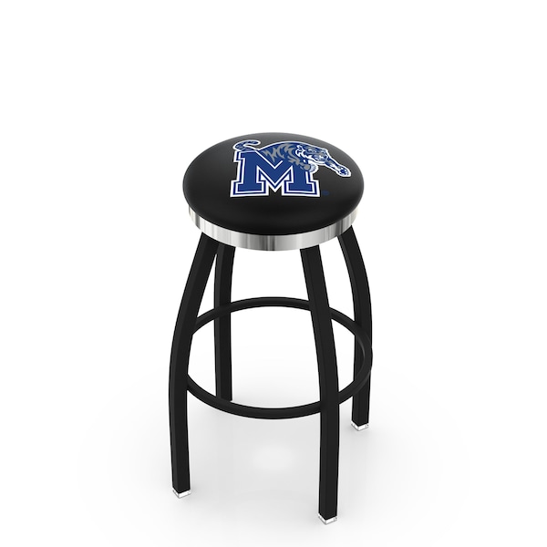 25" Blk Wrinkle Memphis Swivel Bar Stool, Chrome Ring