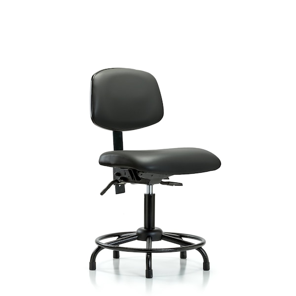 Vinyl Chair, Desk, Round Tube Base, Glides, Carbon