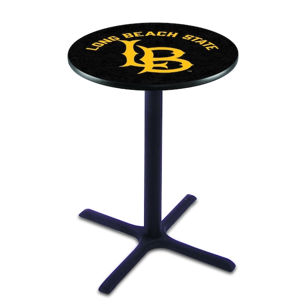 42" Blk Wrinkle Long Beach State University Pub Table, 36" dia. Top