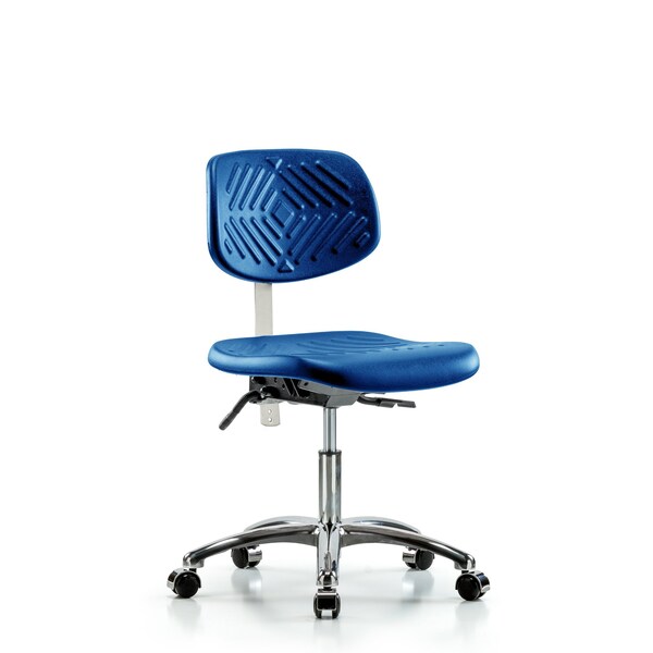 Poly Clean Room Chair, Desk, Casters, Blue
