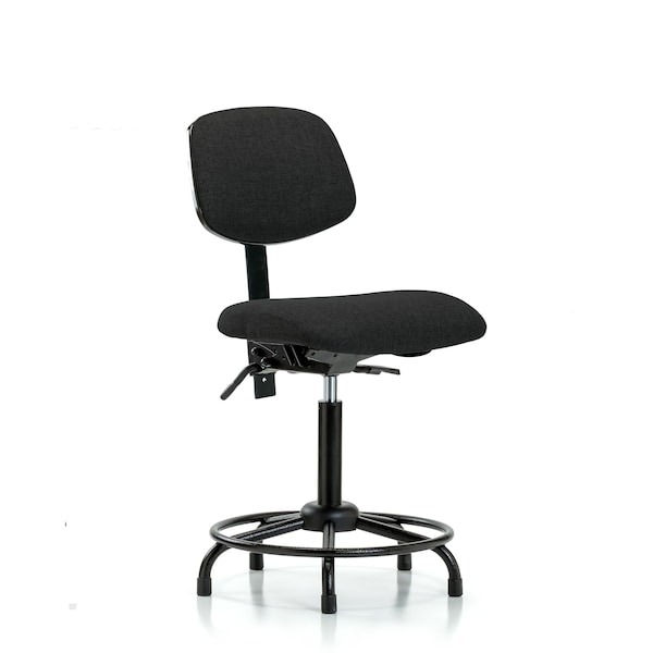Chair, Fabric, Med Bench, RT Glides, Blk, No Arms, 22" to 29" Height, Black