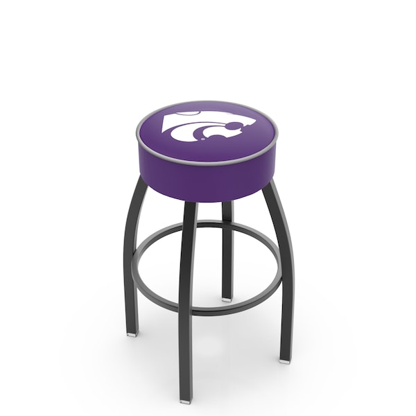25" 4" Kansas State Cushion Seat, Blk Wrinkle Base Swivel Bar Stool