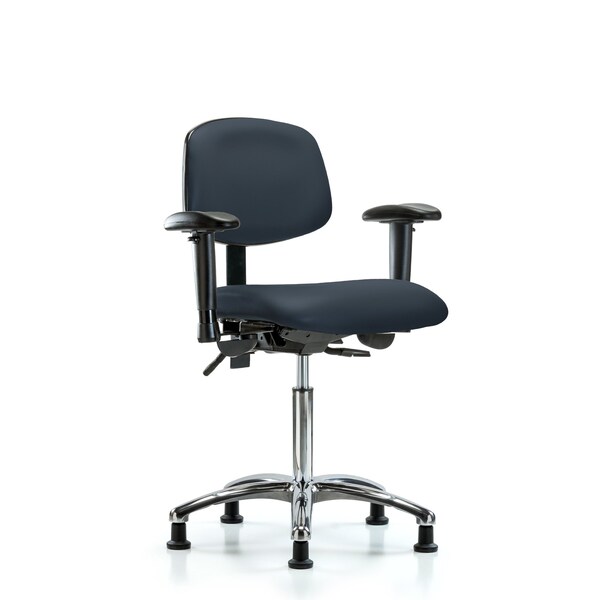 Medium Bench Chair Chair, Vin, Med Ben, Chr Tilt AA Glides, Nav, Adjustable Arms, 22" to 29" Height