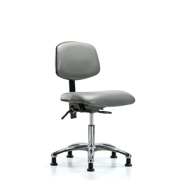 Vinyl Chair Chrome, Desk, Glides, Sterling
