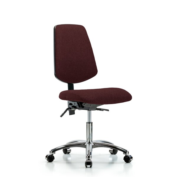 Desk Chair Fab Desk Chair, Med, Bk, Cast Bur, No Arms, 19" to 24" Height, Fabric, Burgundy