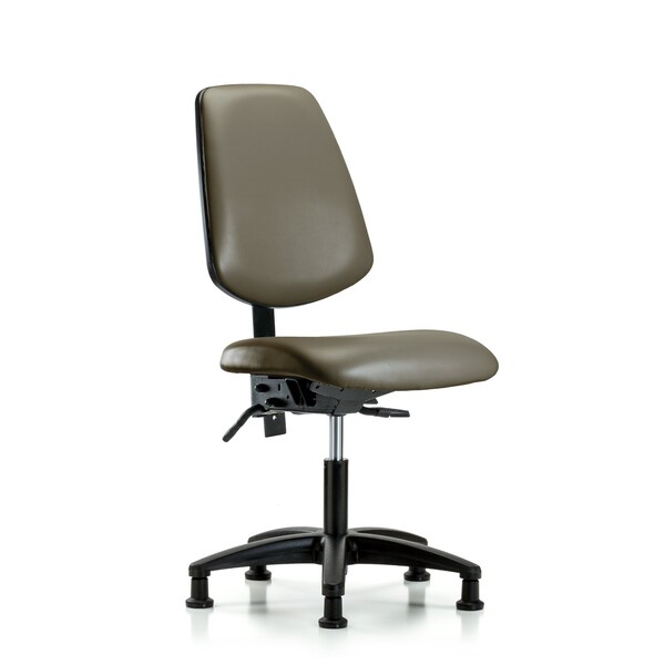 Vinyl Chair, Desk, Med Back, Tilt, Glides, Taupe