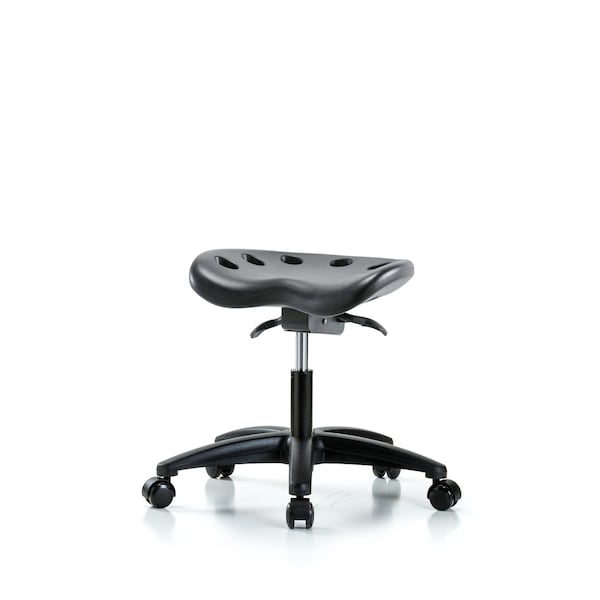 Poly Tractor Sit-Stand Stool, Desk, Casters, Black