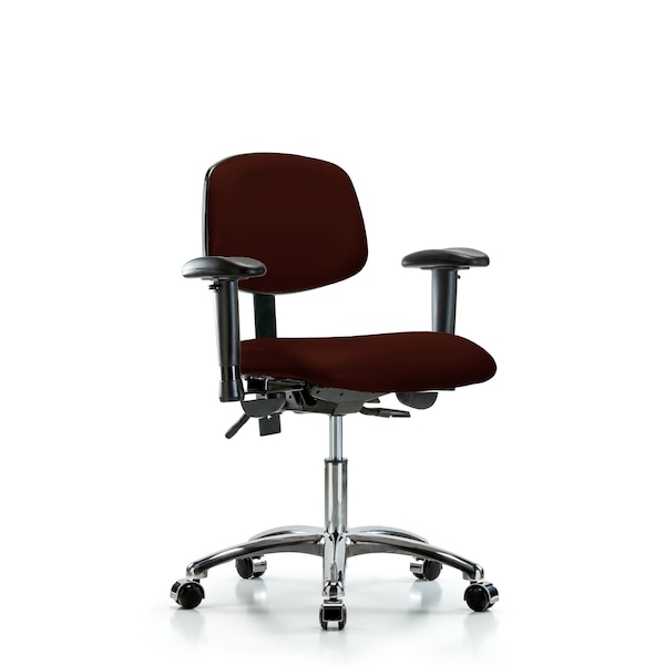 Desk Chair Desk Chair, Vinyl, Chrome AA Casters, Burg, Adjustable Arms, 18" to 23" Height, Vinyl