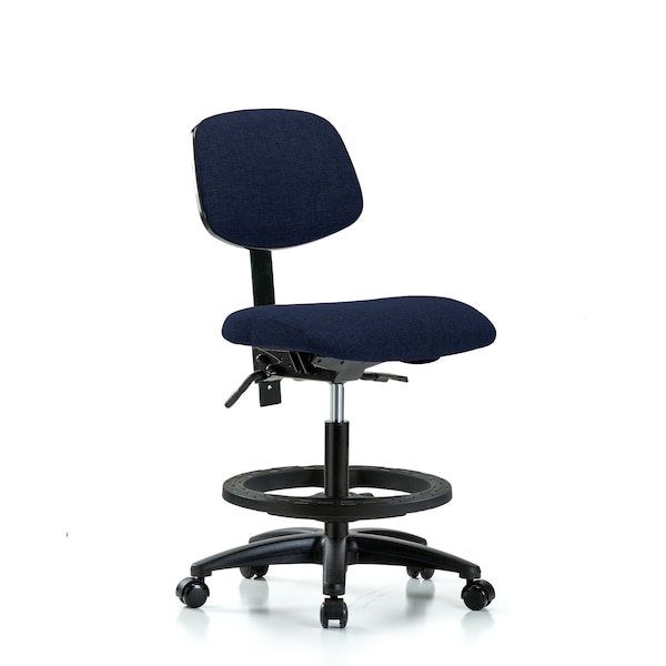 Chair, Fab, Med Bench, Tilt BF Casters, Nav, No Arms, 22" to 29" Height, Dark Blue