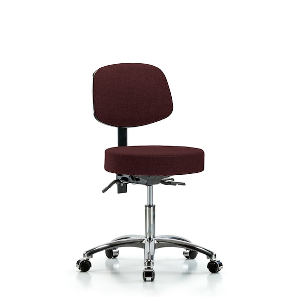 Desk Stool, Fabric, Bk Chrm, Tilt, Cast, Bur