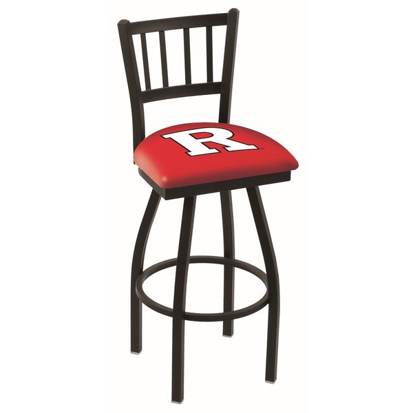 25" Blk Wrinkle Rutgers Swivel Bar Stool, Jailhouse Back