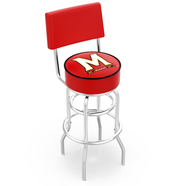25" Chrome 2-Ring Maryland Swivel Bar Stool, Back