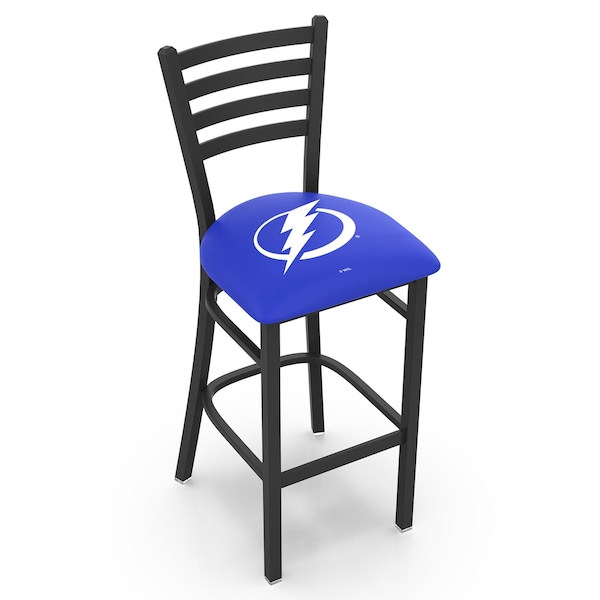 25" Blk Wrinkle Tampa Bay Lightning Station Counter Stool, Ladder Back