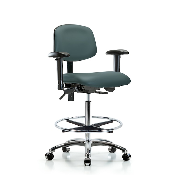 Chair, Vin, Hi Bench, Chr AA CF Casters, Blu, 6-Way Adjustable, 26" to 35-1/2" Height, Colonial Blue