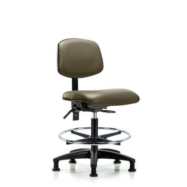 Vinyl Chair, Med Bench, Tilt, Foot Ring, Glides, Taupe