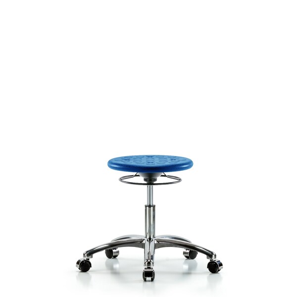 Huron Poly Clean Room Stool, Desk, Casters, Blue