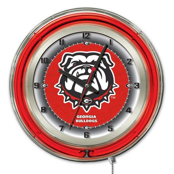 University of Georgia Double Neon 19" Clock (Bulldog)
