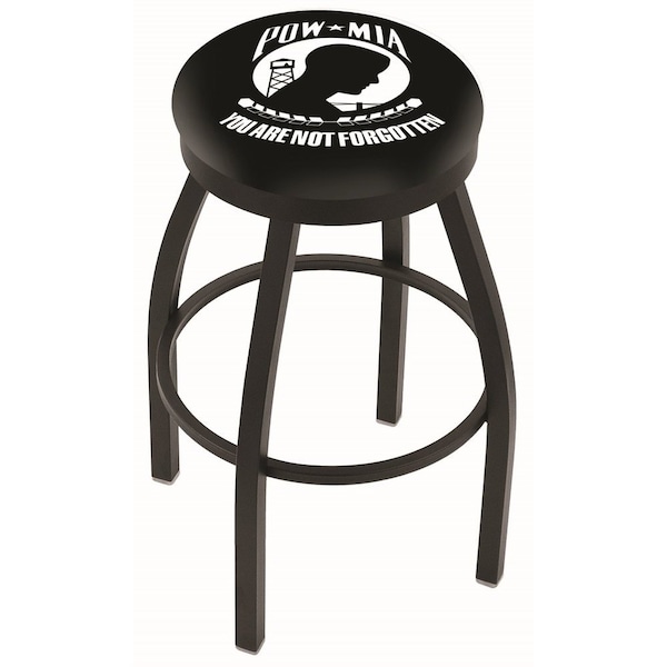 25" Blk Wrinkle POW/MIA Swivel Bar Stool, Accent Ring