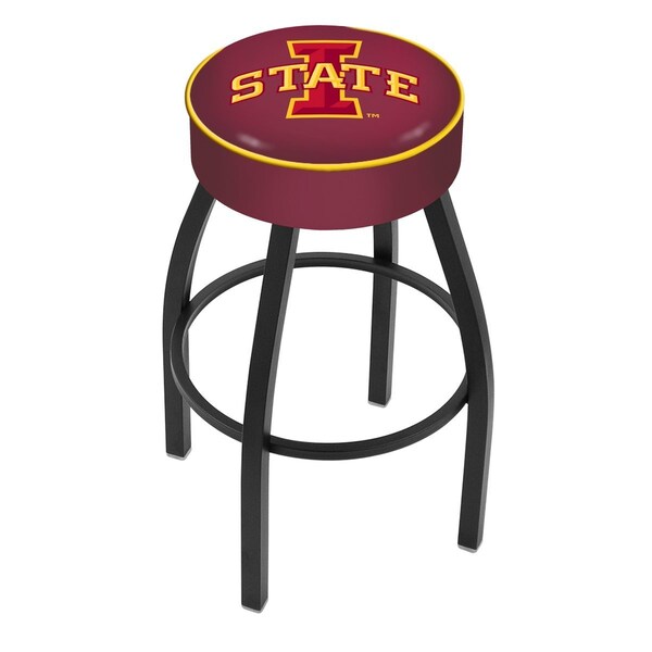 25" 4" Iowa State Cushion Seat, Blk Wrinkle Base Swivel Bar Stool