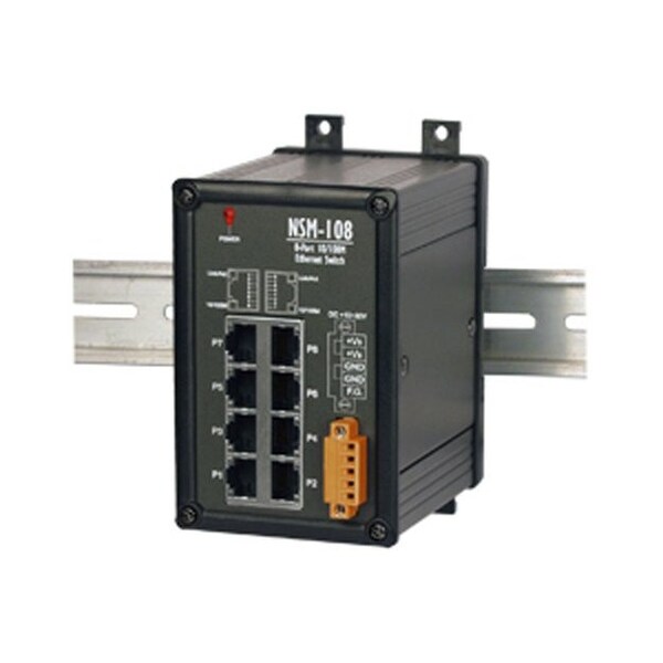 ICP DAS NSM-108 - 10/100 Mbps Industrial Ethernet Switch Hub (8 Ports), Compact Metal Case