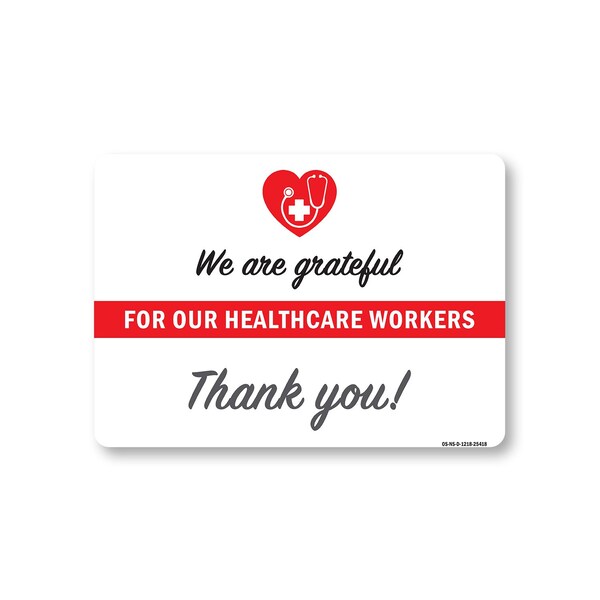 Public Safety, 12" Height, Decal, 18" x 12", We Are Grateful For Our Healthcare Workers