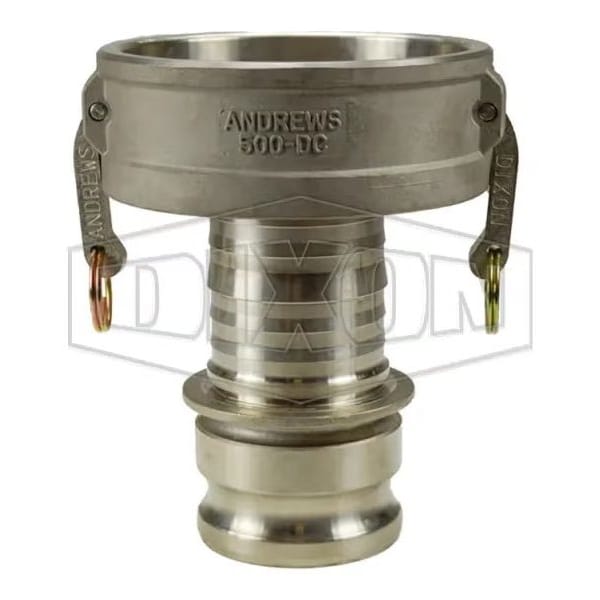 Type DA Cam and Groove Reducing Coupler, 3 x 5 in Nominal, Coupler x Adapter End Style, 316 SS