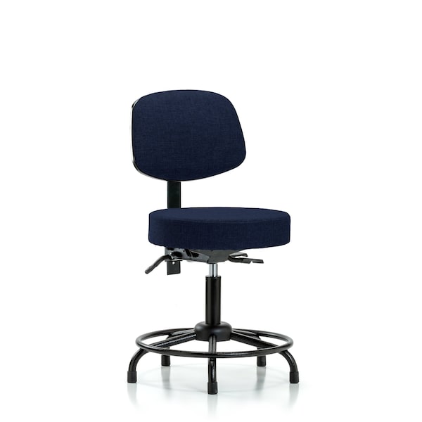 Desk Stool, Fab, Bk, RT, Tilt, Glides, Nav