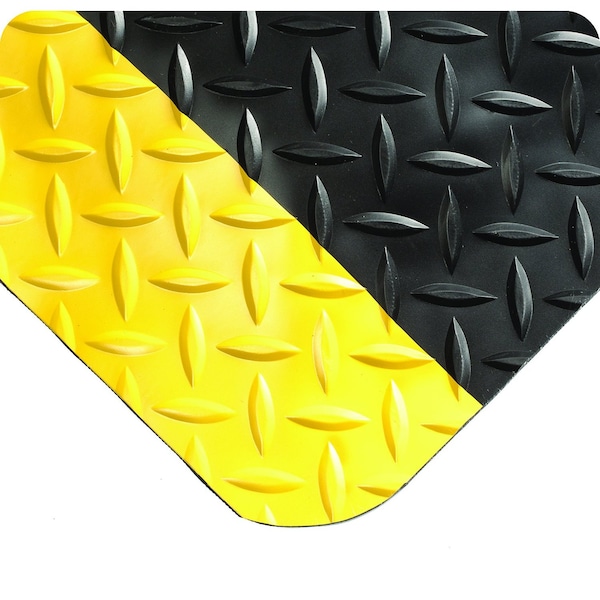Antifatigue Mat, 12 ft. L x 4 ft. W, Black/Yellow