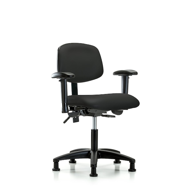 Desk Chair Desk Chair, Vinyl, Tilt AA Glides, Blk, Adjustable Arms, 18" to 23" Height, Vinyl, Black