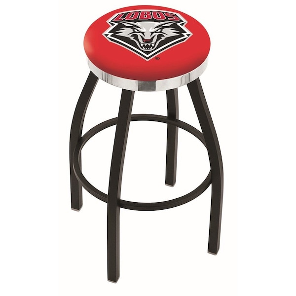 25" Blk Wrinkle New Mexico Swivel Bar Stool, Chrome Ring