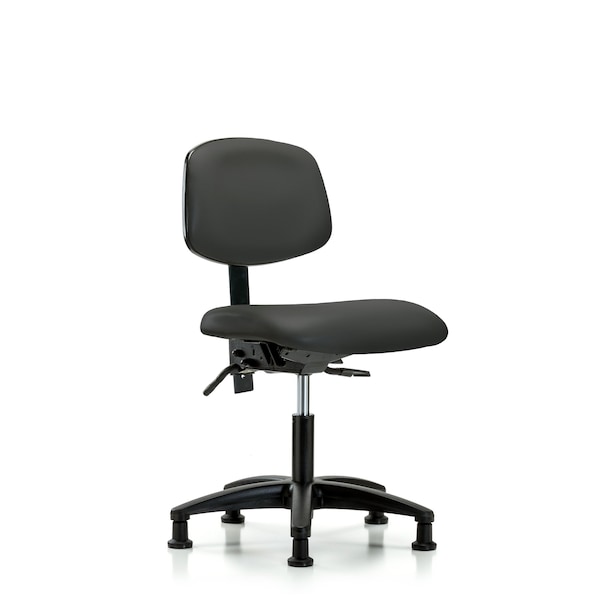 Desk Chair Desk Chair, Vinyl, Tilt Glides, Gry, No Arms, 18" to 23" Height, Vinyl, Charcoal