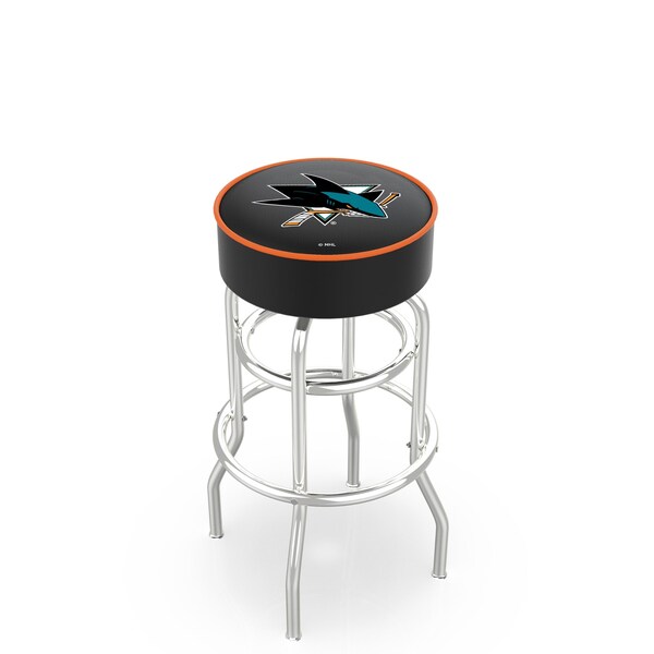 25" San Jose Sharks Cushion Seat, 2-Ring Chrome Swivel Bar Stool