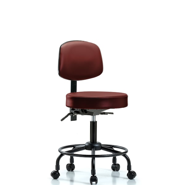 Vinyl Stool, Back, Desk, Round Tube Base, Tilt, Casters, Taupe