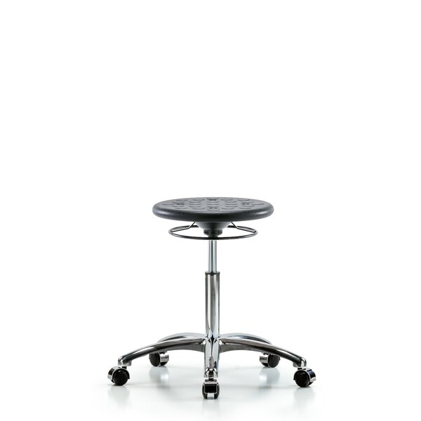 Huron Poly Stool Chrome, Med Bench, Casters, Black