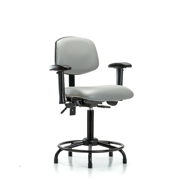Medium Bench Chair Vinyl Chair, RT Tilt AA, Gld, Dov, Adjustable Arms, 22" to 29" Height, Vinyl, Dove
